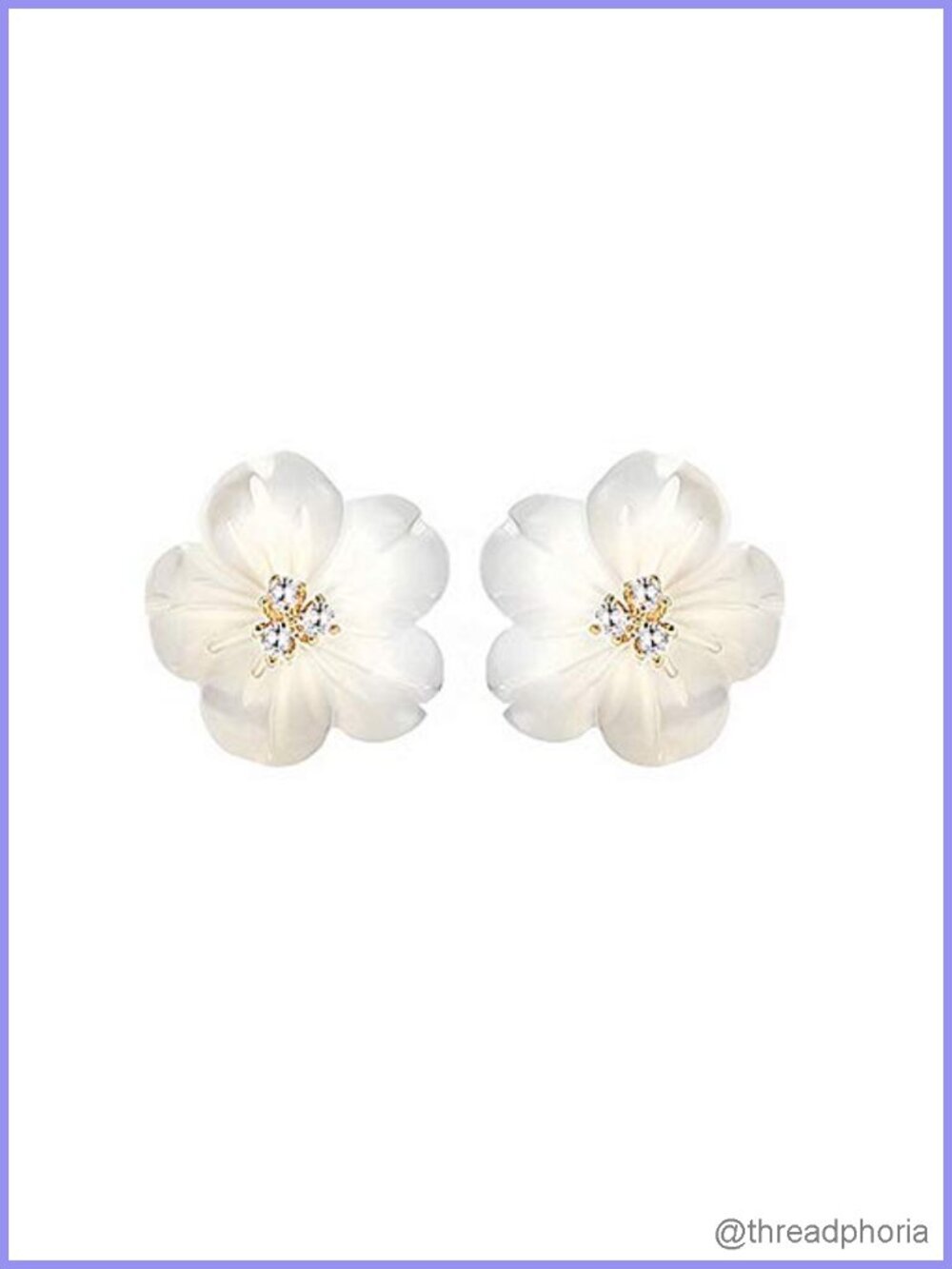 CZ Shell Pearl Flower Stud Earrings 925 Sterling Silver 14k Gold Plated